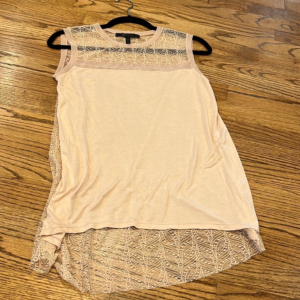 BCBG pale pink lace top